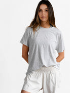 T-Shirt Noma en gris jaspeado, vista frontal con corte oversized